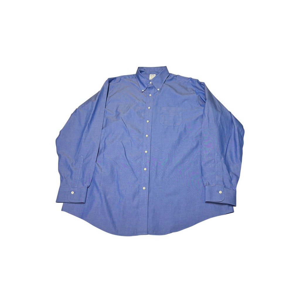 Brooks Brothers Regent Non-Iron Supima Cotton Shirt Blue 17.5 37 Mens XL